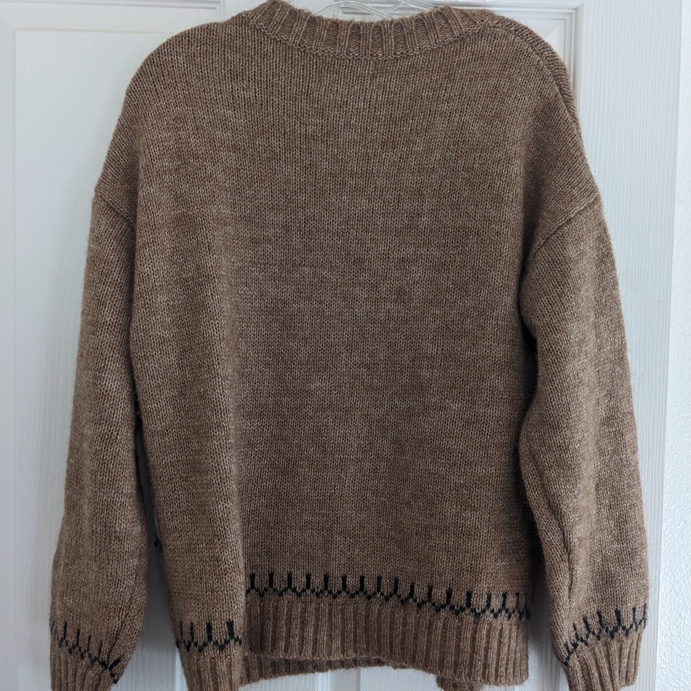 Old NavyWool Blend Tan Horse Applique Women's Cardigan - Picture 4 of 4